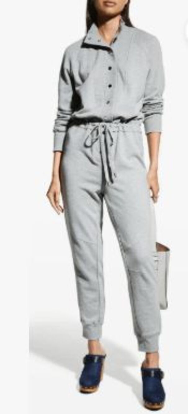 Veronica Beard Finn French Terry Jumpsuit Heather Grey Size Small
